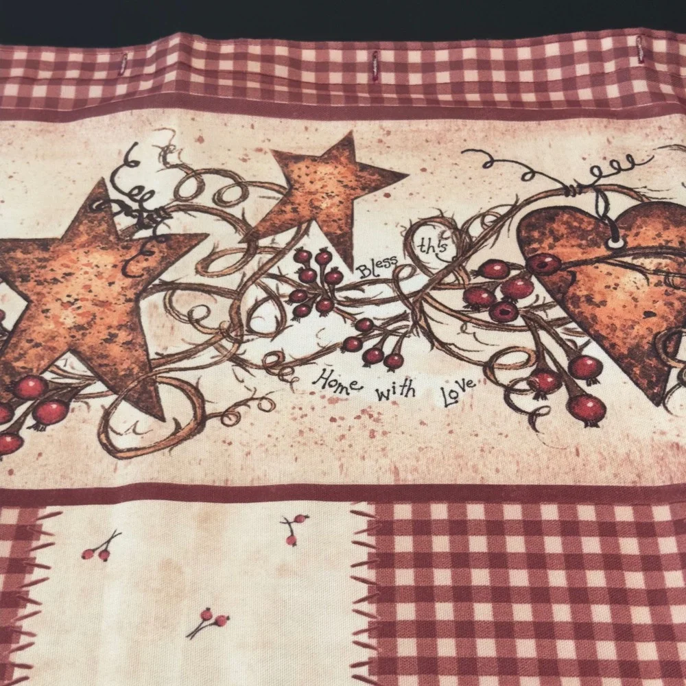 Expressions Shower Curtain Red Gingham Primitive Country Stars Hearts 70x70